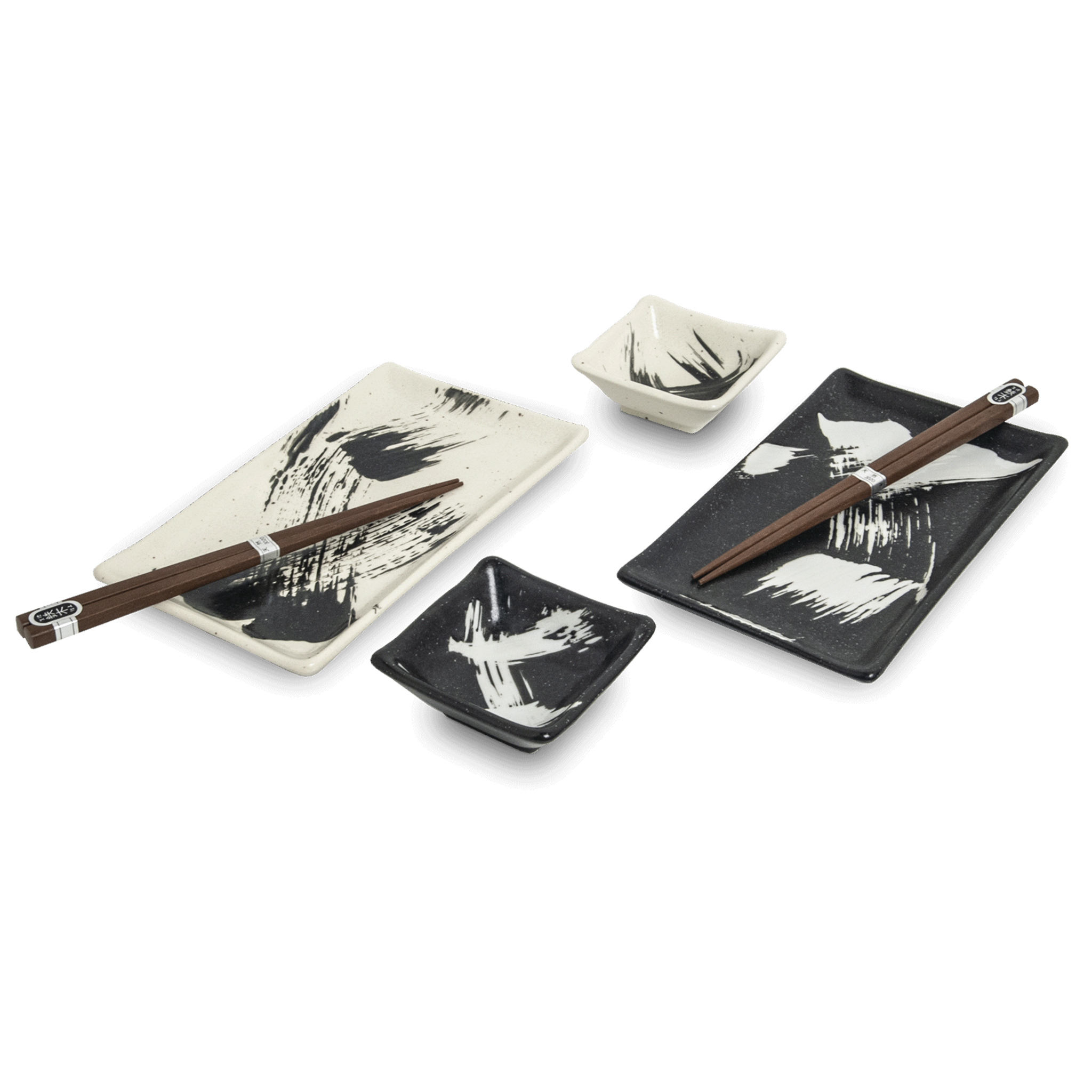 Sushi-Service-Geschenkset - schwarz und weiß