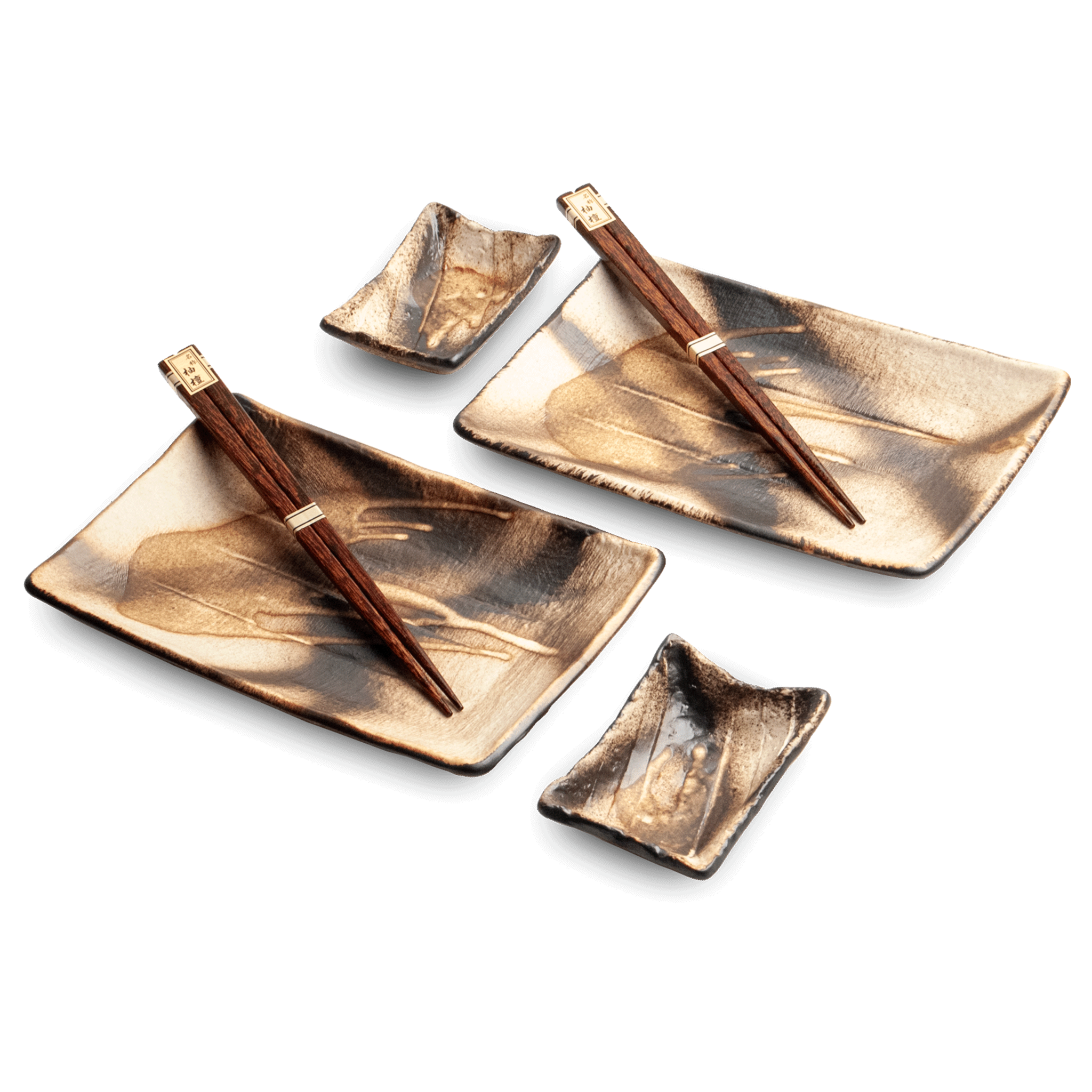 Sushi-servies cadeauset - bruin-beige
